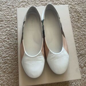 Burberry kids “ Misha" White Patent Leather Nova Check Slip On Ballet Flats